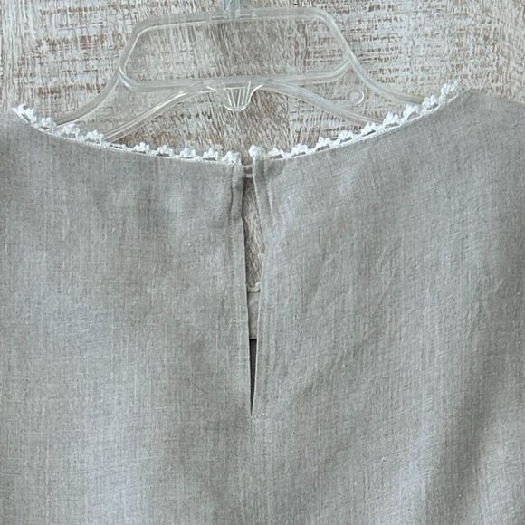 J. Crew 100% Linen Top/Shirt Embroidered French Knot Tan/Beige Womens Tunic 8 - Picture 10 of 10